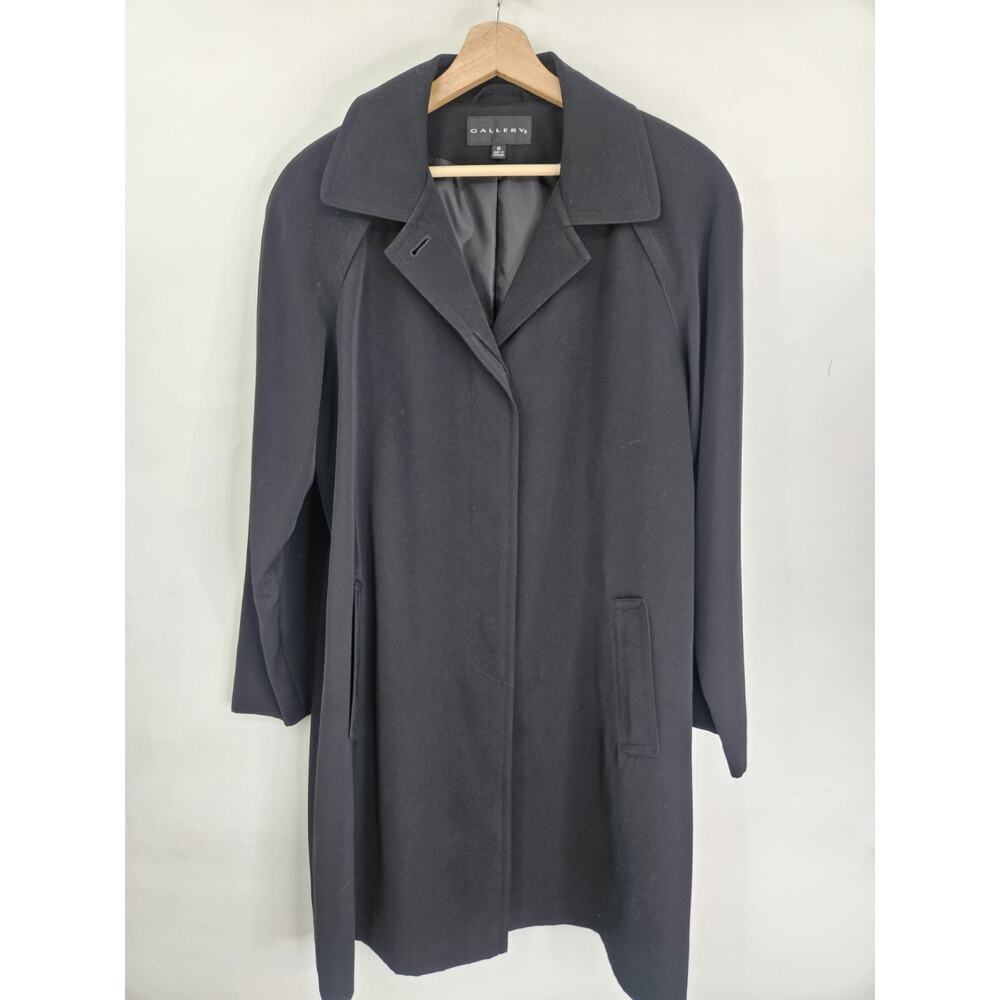 Collection By Gallery Pea Coat Jacket Women Sz M Black OldMoney Pocket